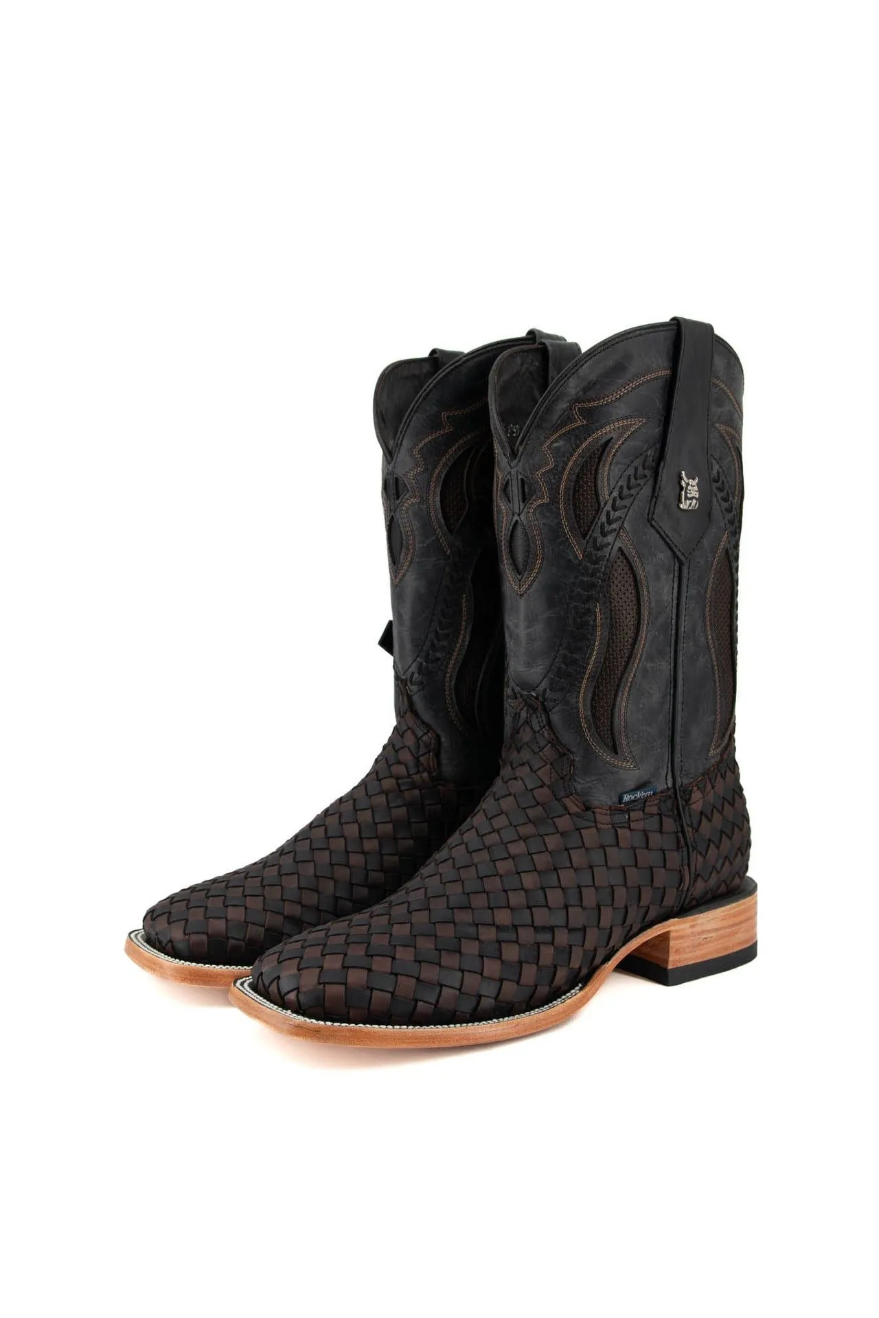 Men's Rock'em Serbia Tejido Wide Square Toe Boots Choco Black