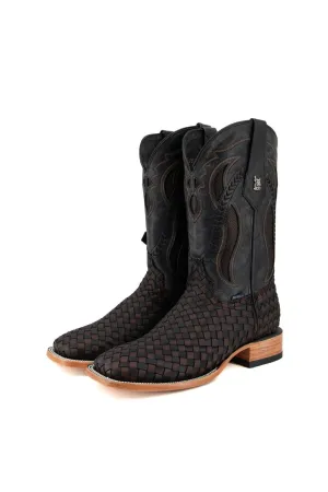 Men's Rock'em Serbia Tejido Wide Square Toe Boots Choco Black