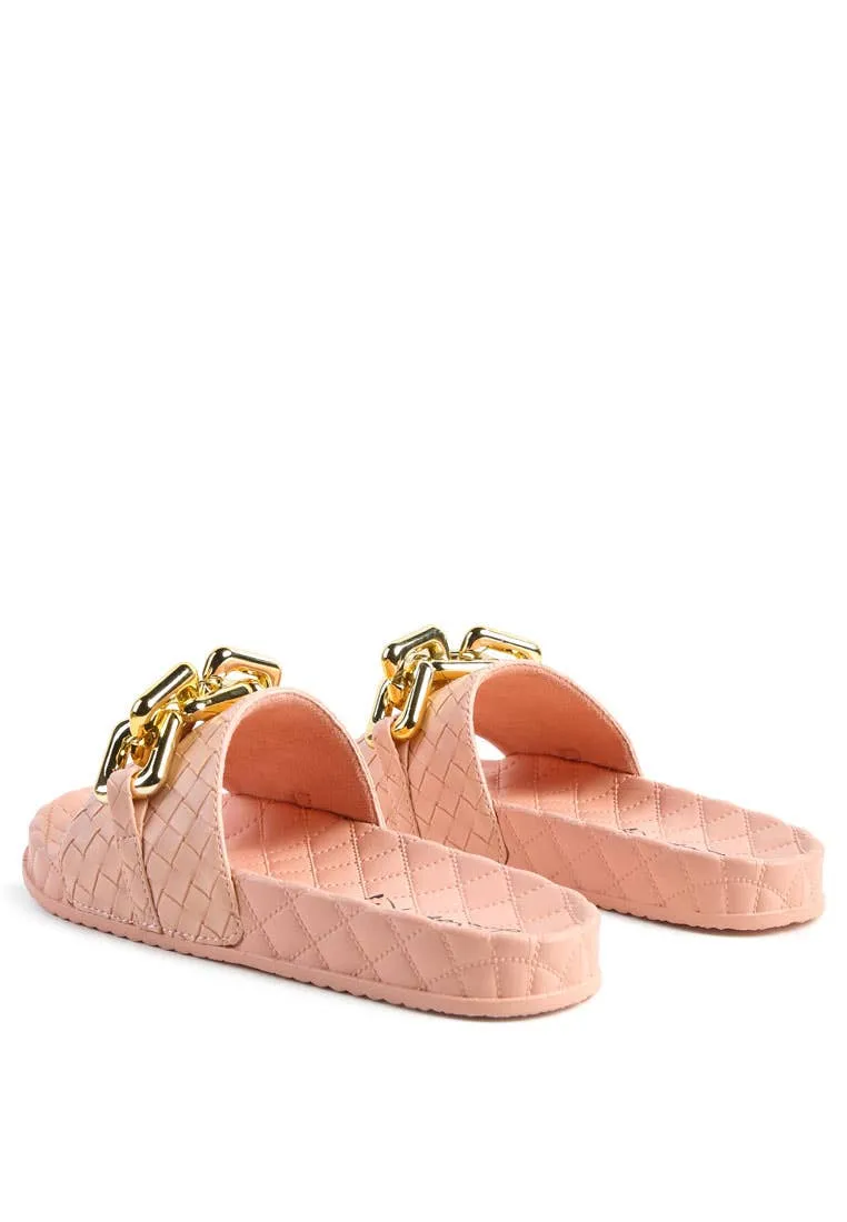 MIAMI SHOT BLING CHAIN STRAP WOVEN SLIP ON FLATS