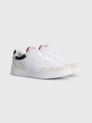 Mixed Texture Cupsole Trainers in White