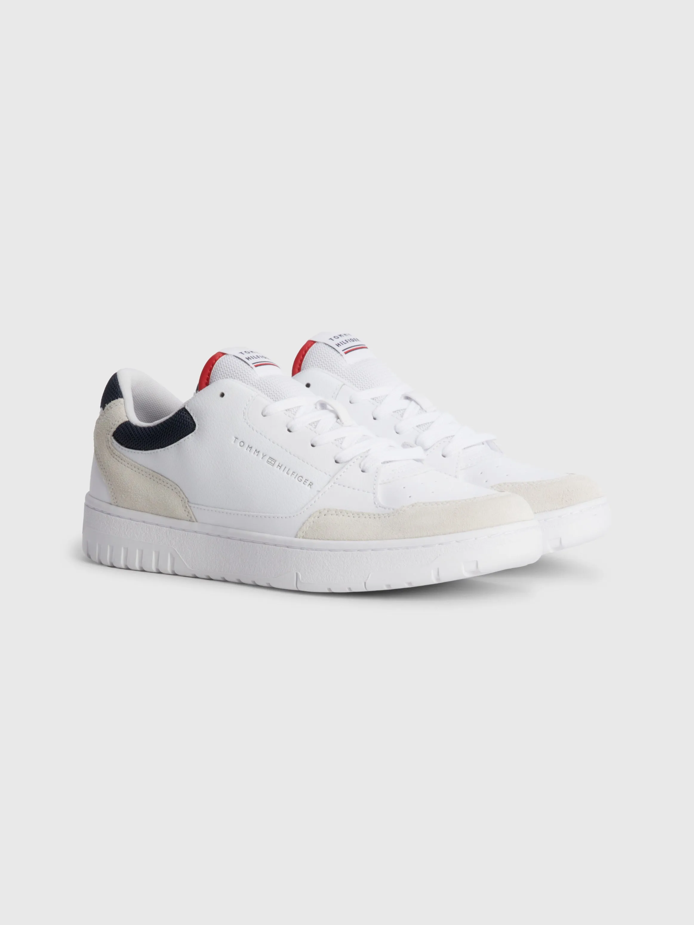 Mixed Texture Cupsole Trainers in White
