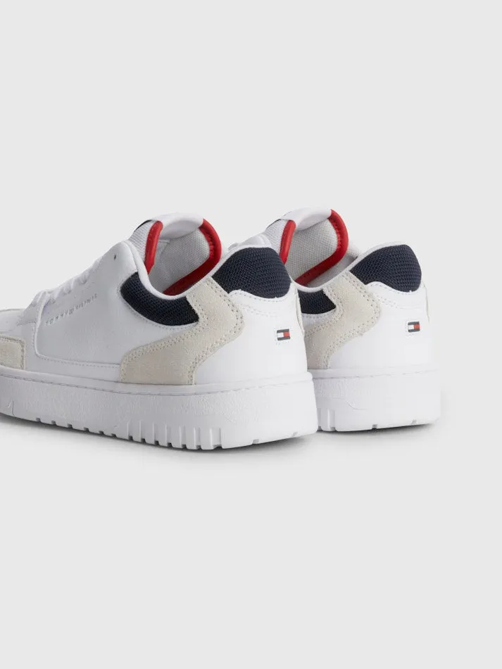 Mixed Texture Cupsole Trainers in White