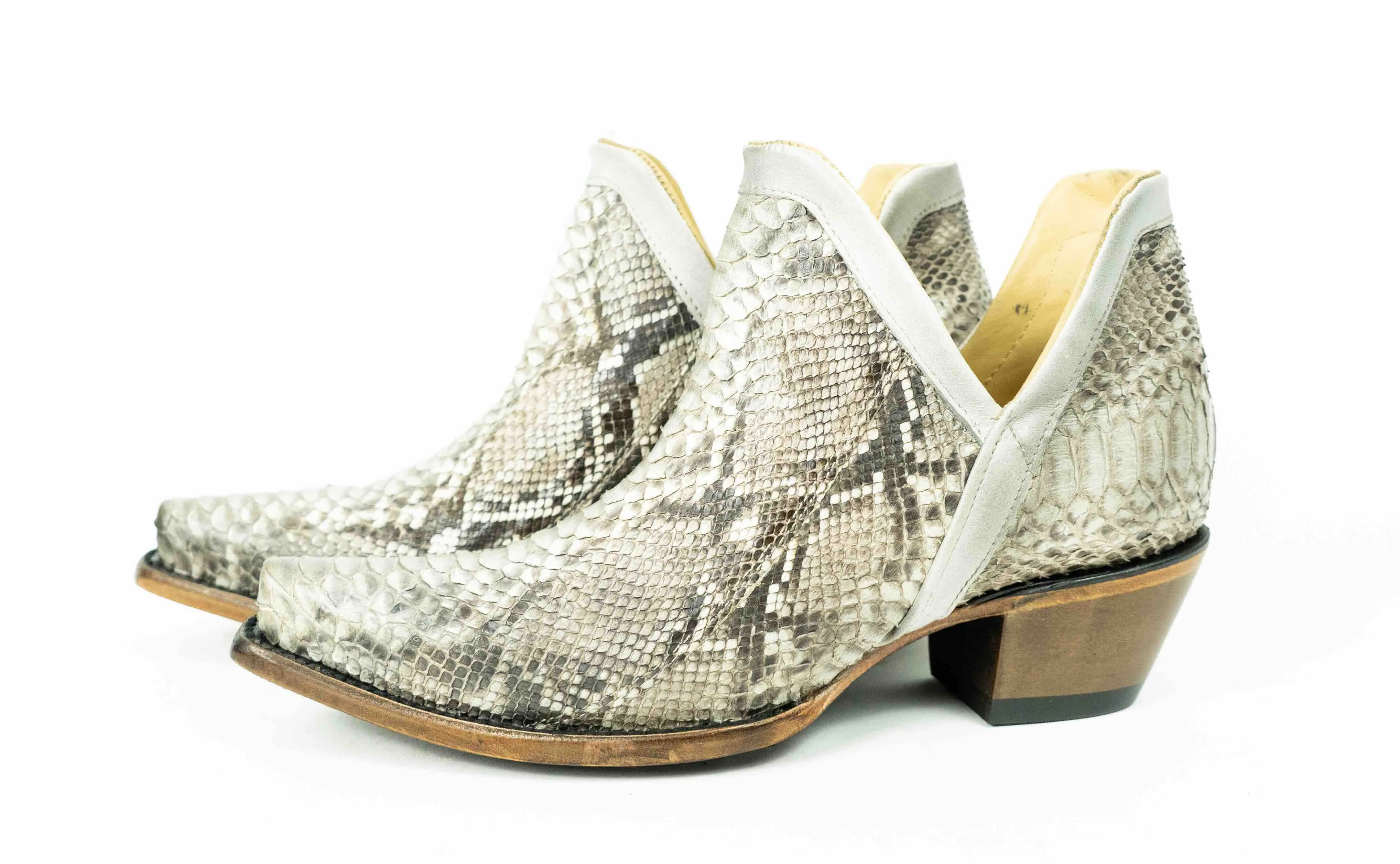Natural Python Snip Toe Western Booties