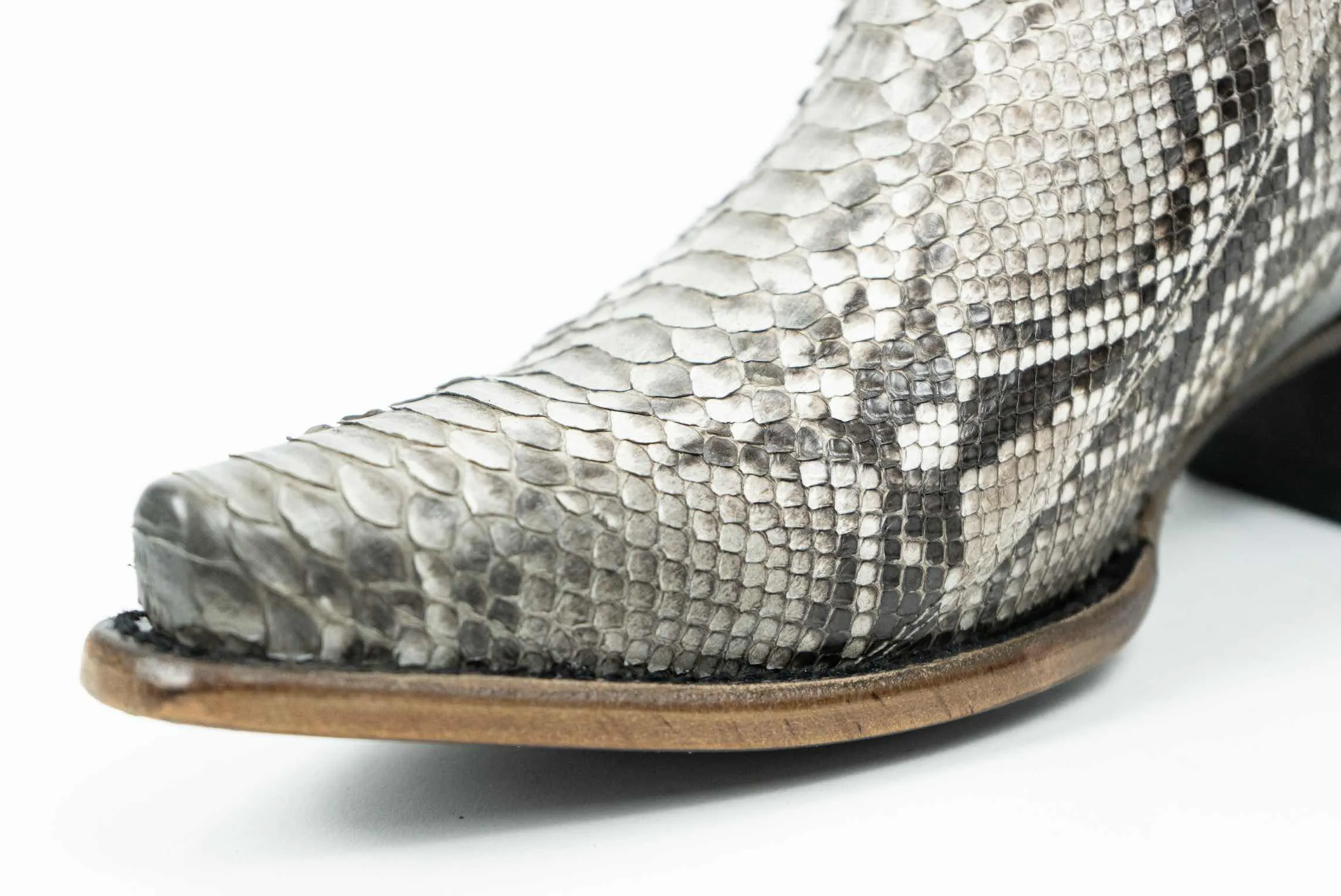 Natural Python Snip Toe Western Booties