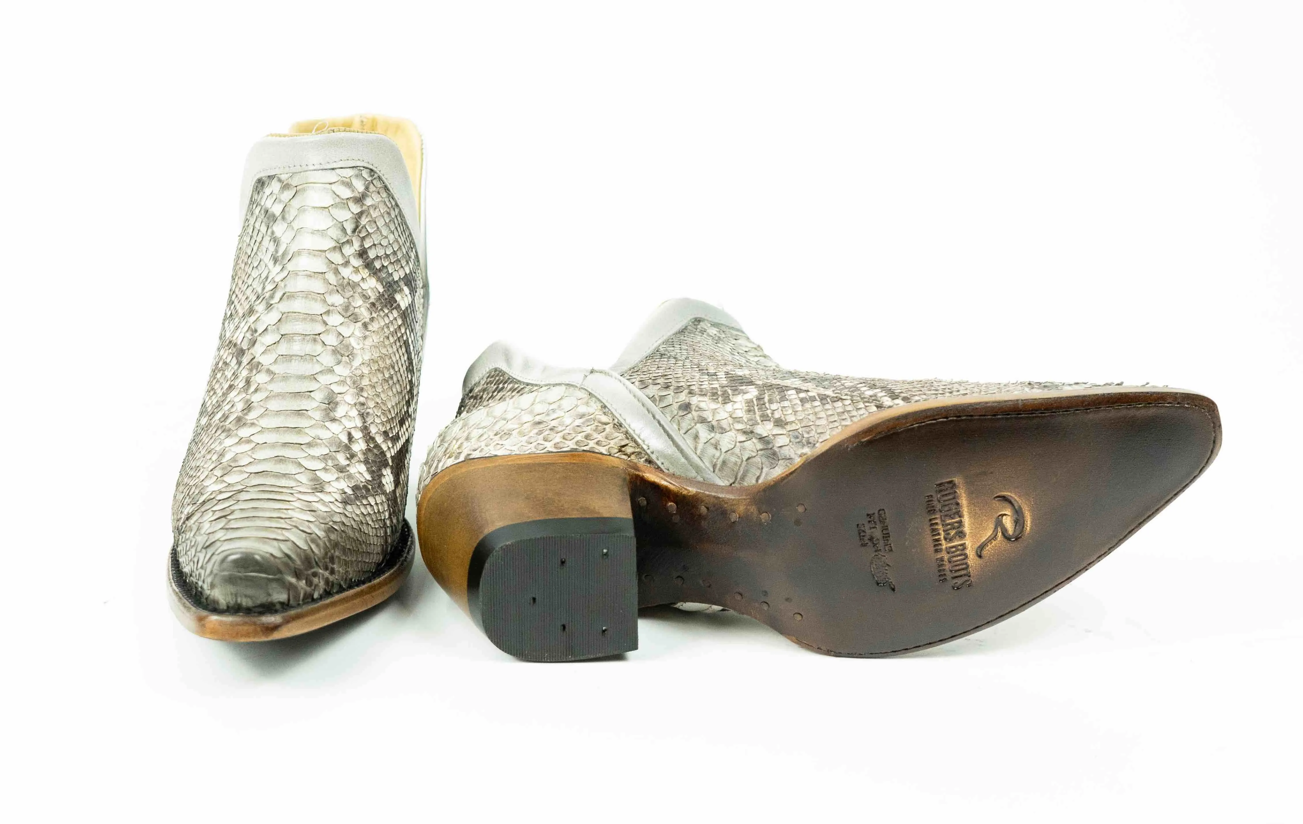 Natural Python Snip Toe Western Booties