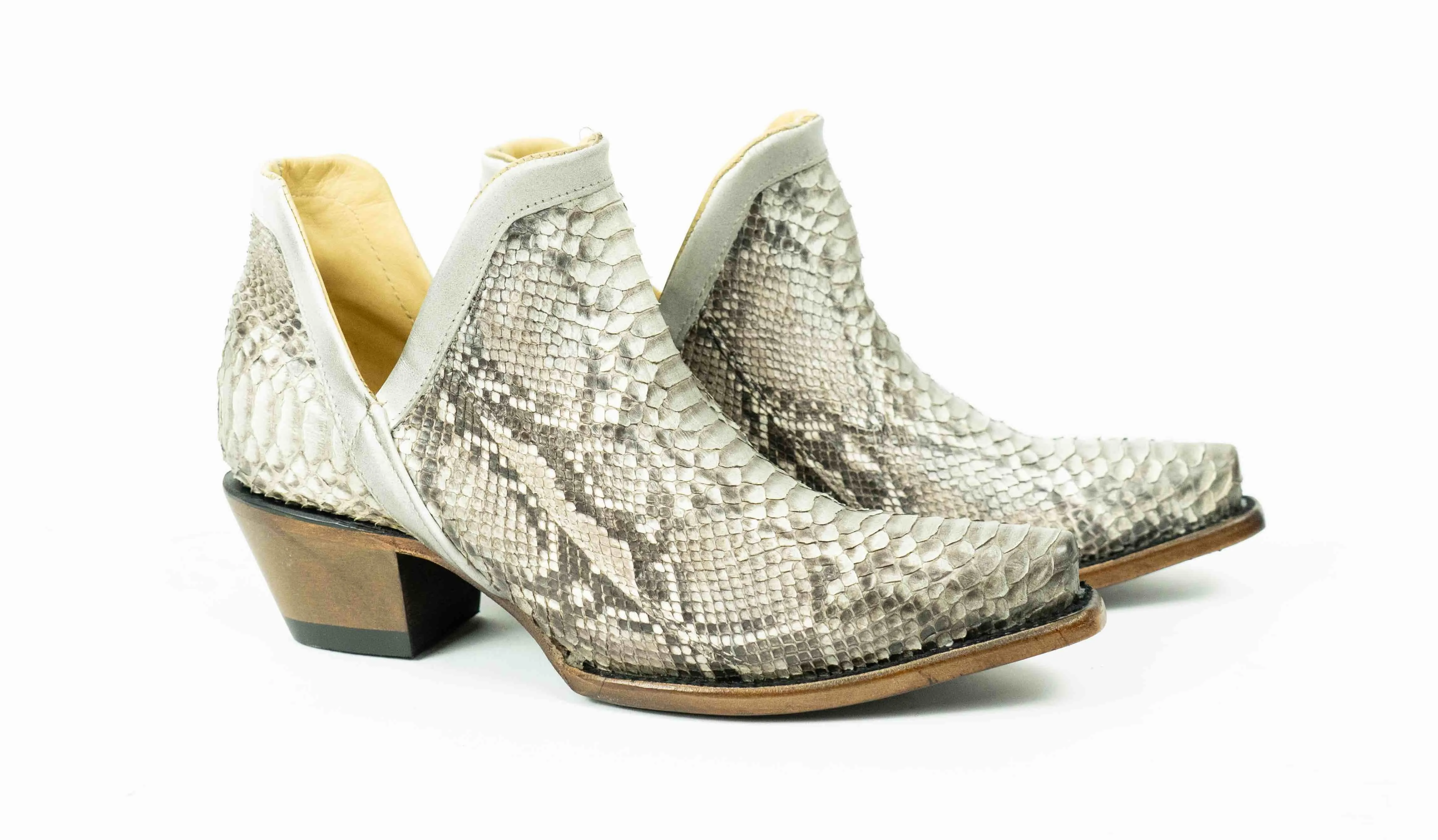 Natural Python Snip Toe Western Booties