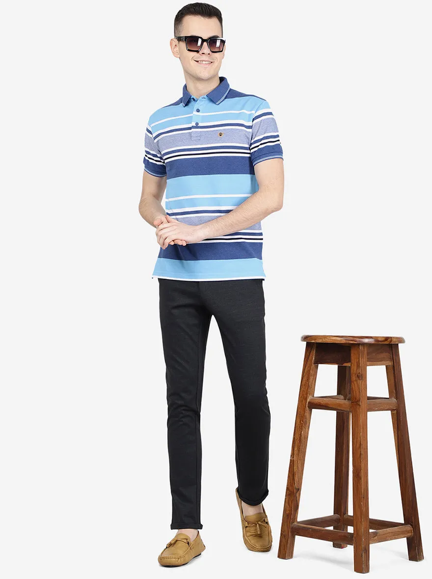 Navy Blue Solid Venice Fit Casual Trouser | Jadeblue