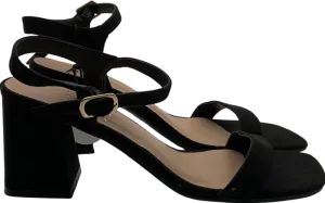 New Look Wide Fit Black Suedette 2 Part Block Heel Sandals UK 3 EU 36 👠