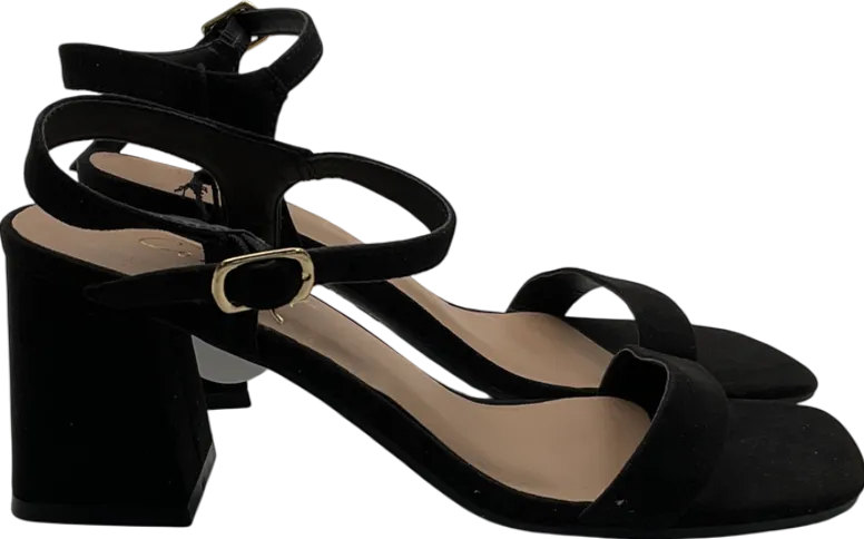 New Look Wide Fit Black Suedette 2 Part Block Heel Sandals UK 3 EU 36 👠