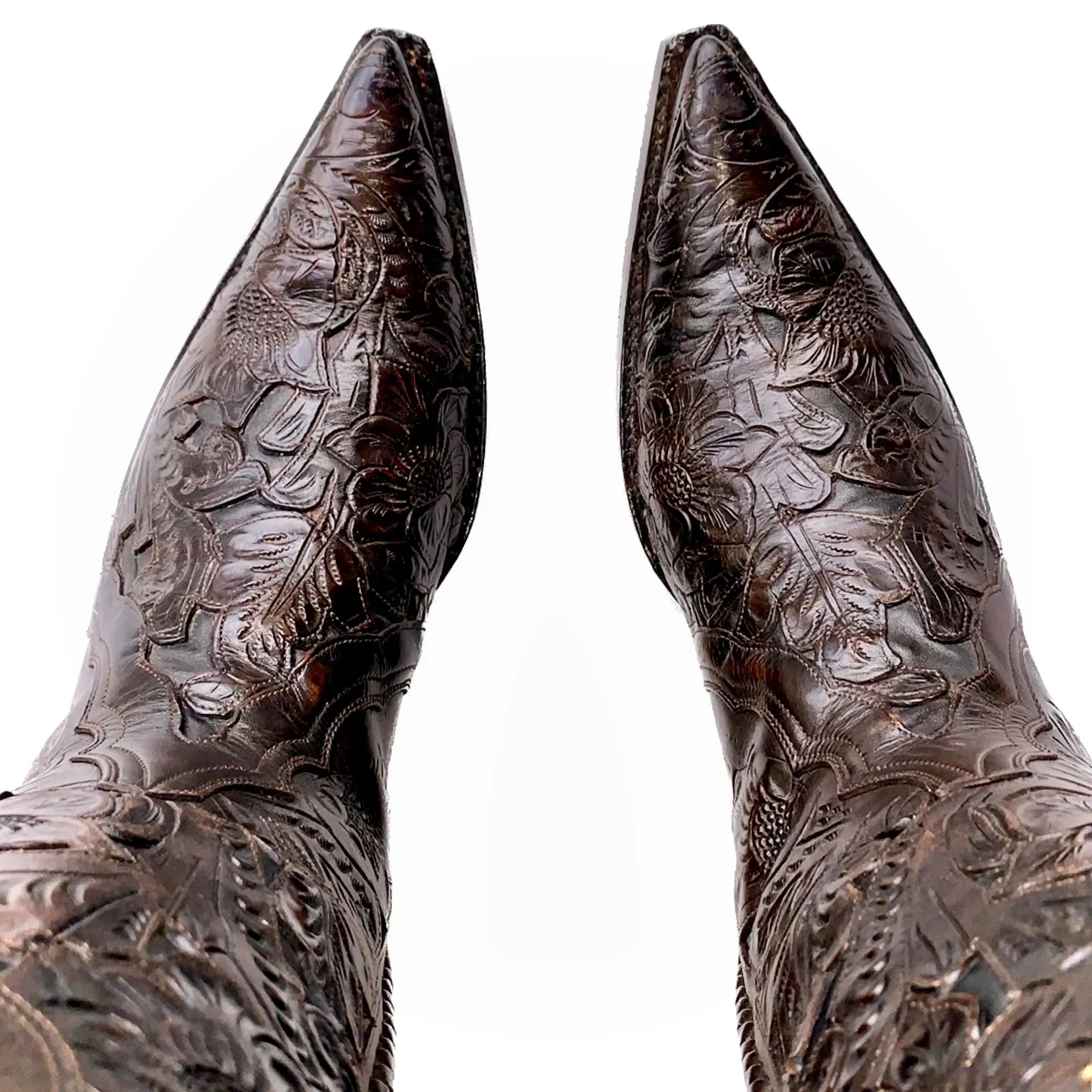 OLD GRINGO BOOT STAR Tooled Leather Brown Black Cowboy Western Boots