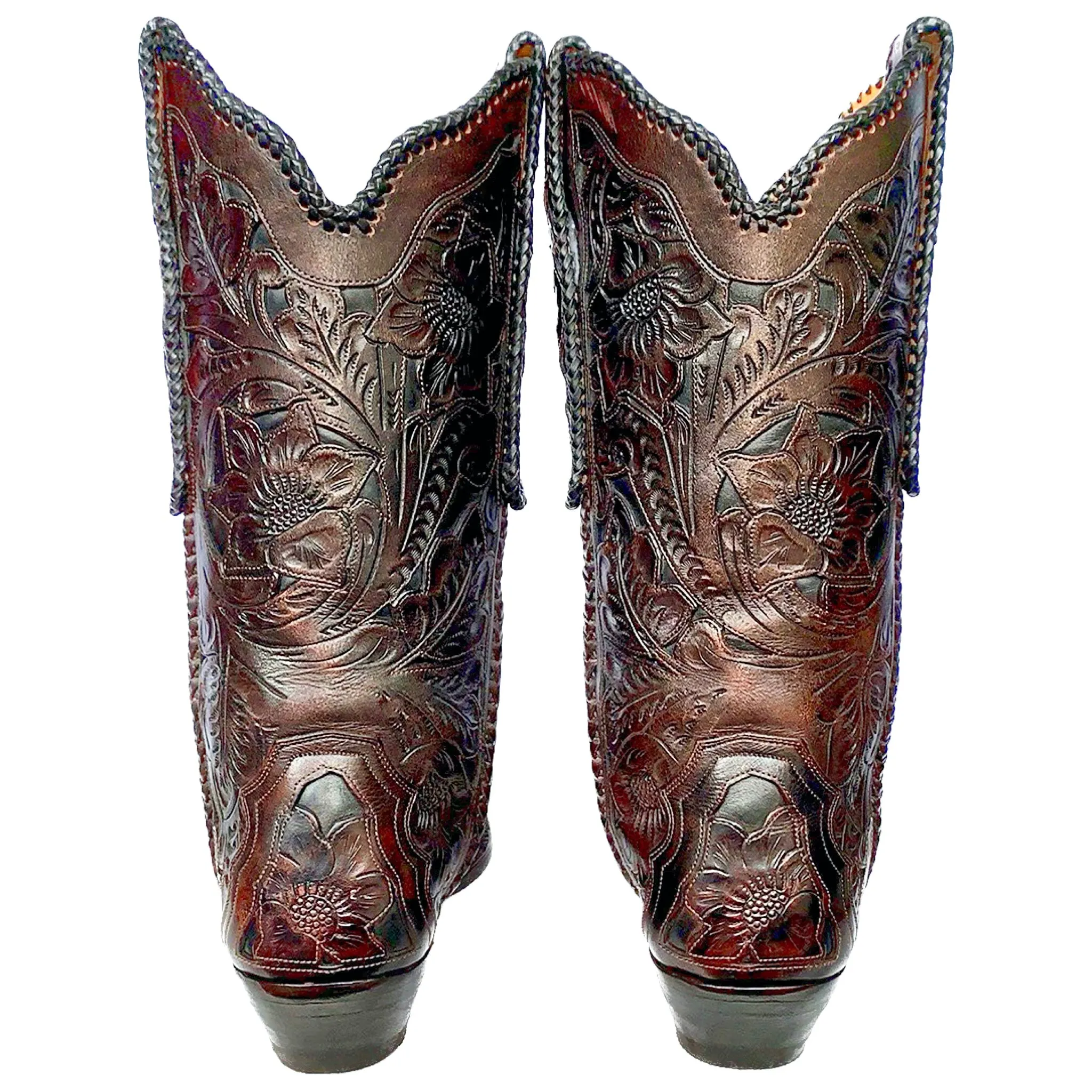OLD GRINGO BOOT STAR Tooled Leather Brown Black Cowboy Western Boots