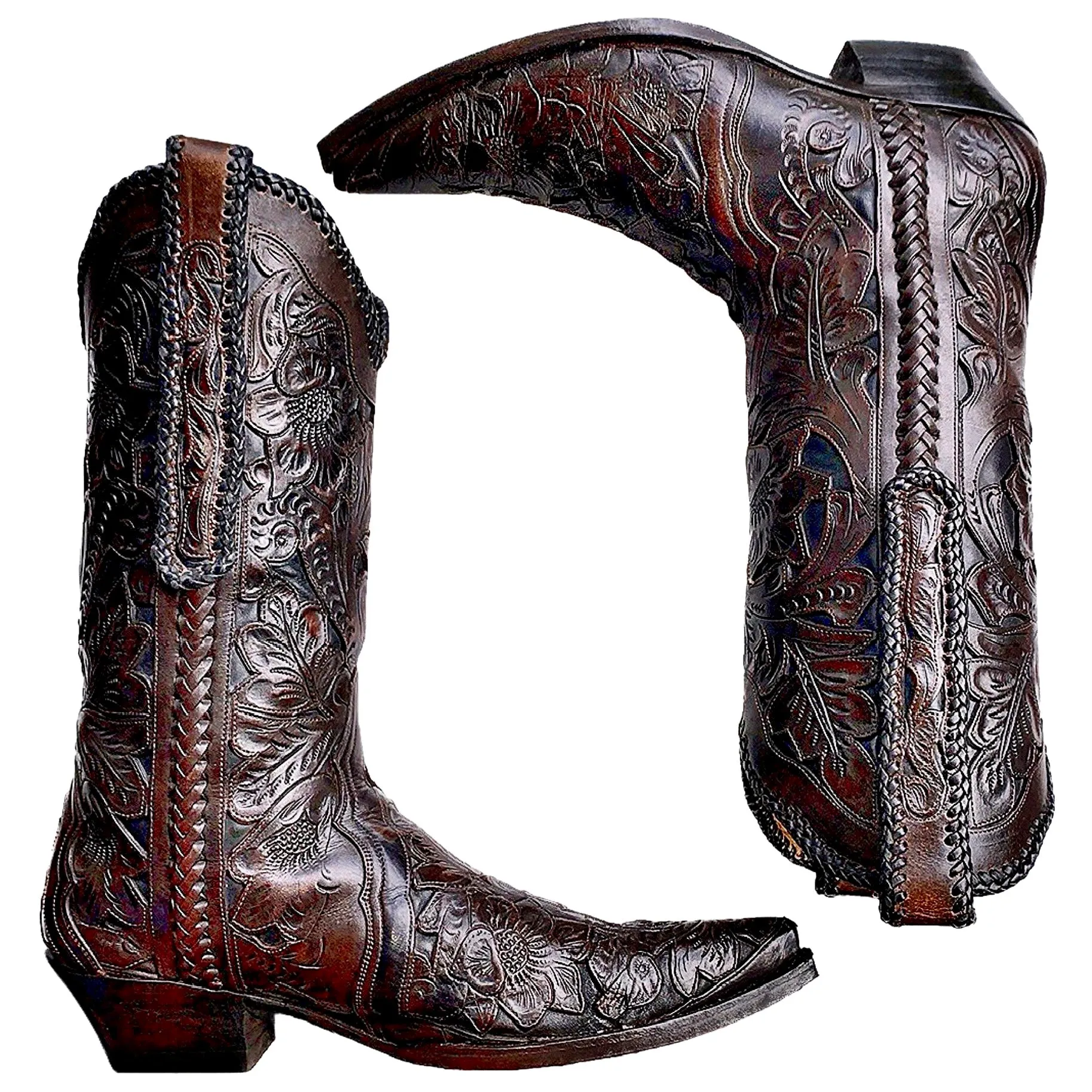 OLD GRINGO BOOT STAR Tooled Leather Brown Black Cowboy Western Boots