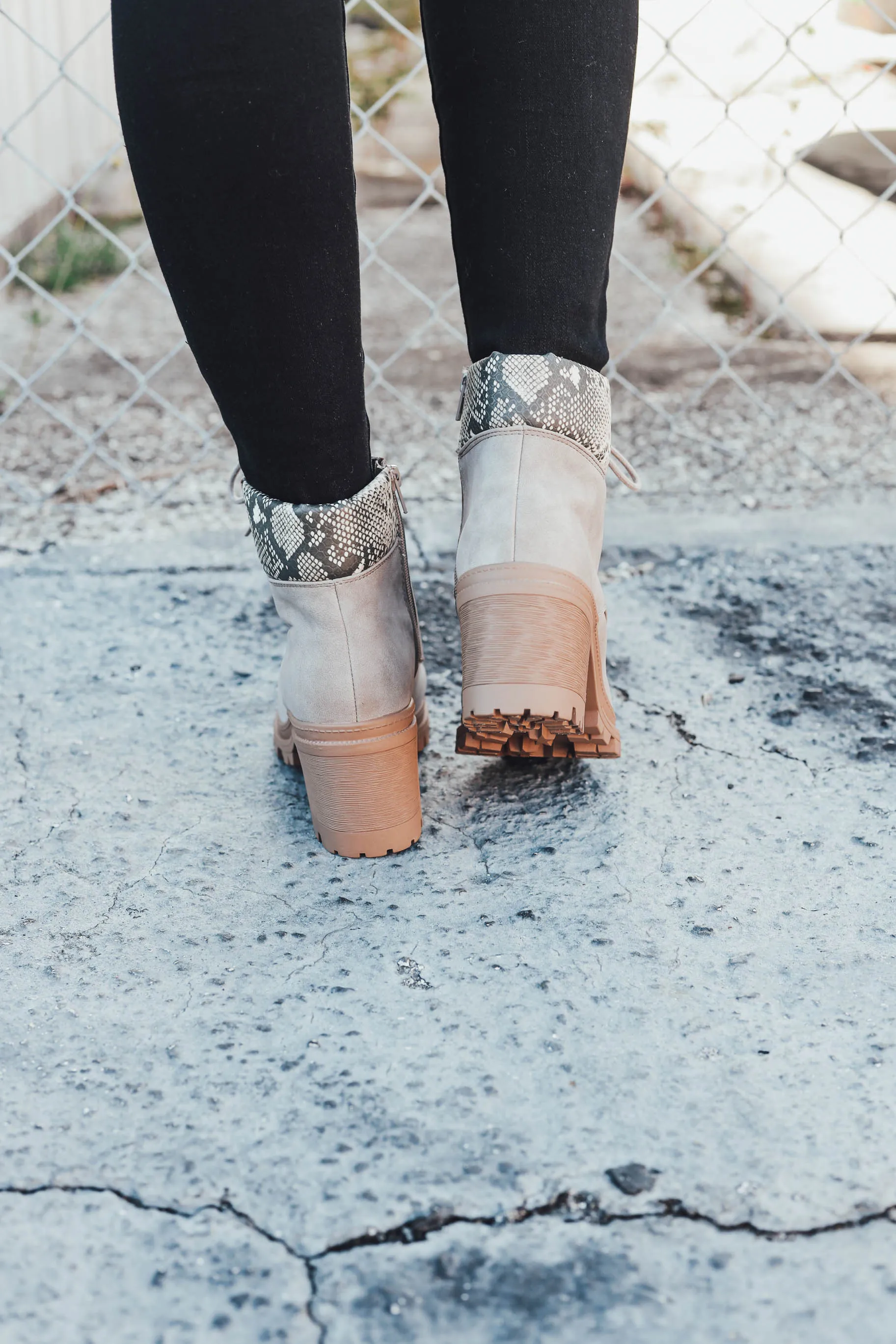 Outback Heeled Combat Boots - Taupe