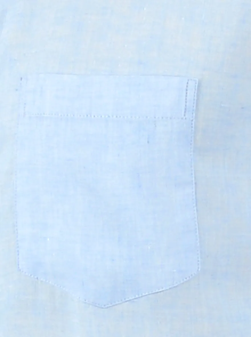 Pastel Blue Solid Slim Fit Casual Shirt | JadeBlue