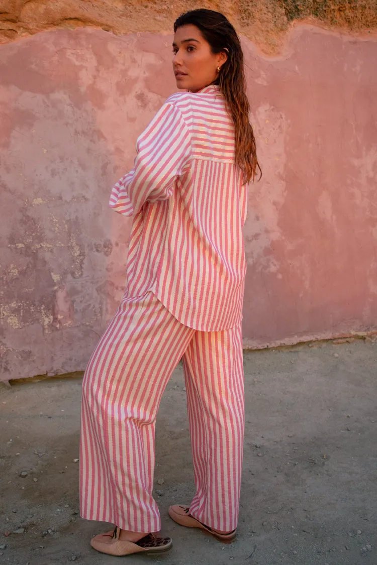 Pink Stripe Elissa Wide Leg Trousers