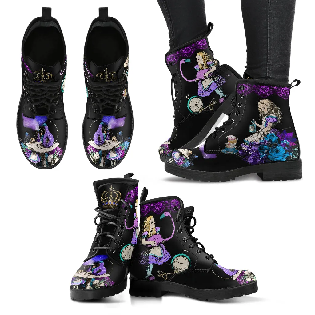 Purple Alice Black Vegan Ankle Boots