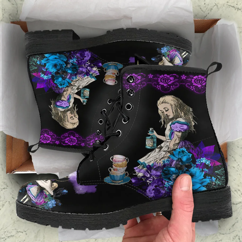 Purple Alice Black Vegan Ankle Boots