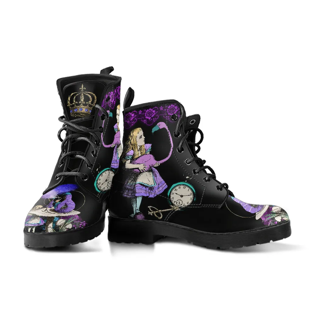 Purple Alice Black Vegan Ankle Boots