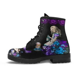 Purple Alice Black Vegan Ankle Boots