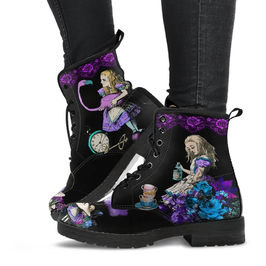 Purple Alice Black Vegan Ankle Boots