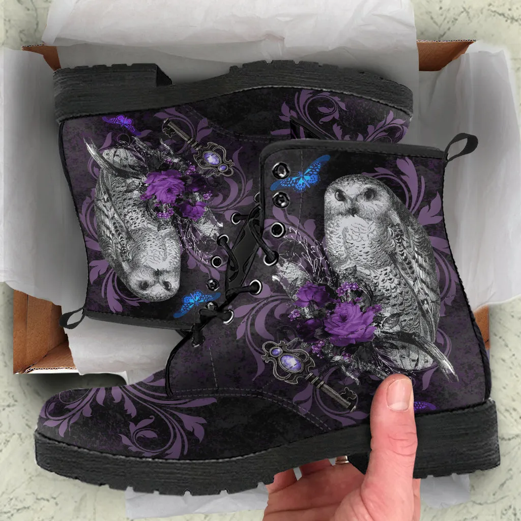 Purple Owl Boots Combat Style (Size EU41 / Women's 10 / Men's Size 7