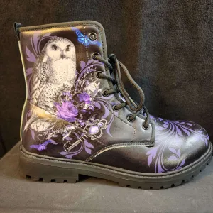 Purple Owl Boots Combat Style (Size EU41 / Women's 10 / Men's Size 7