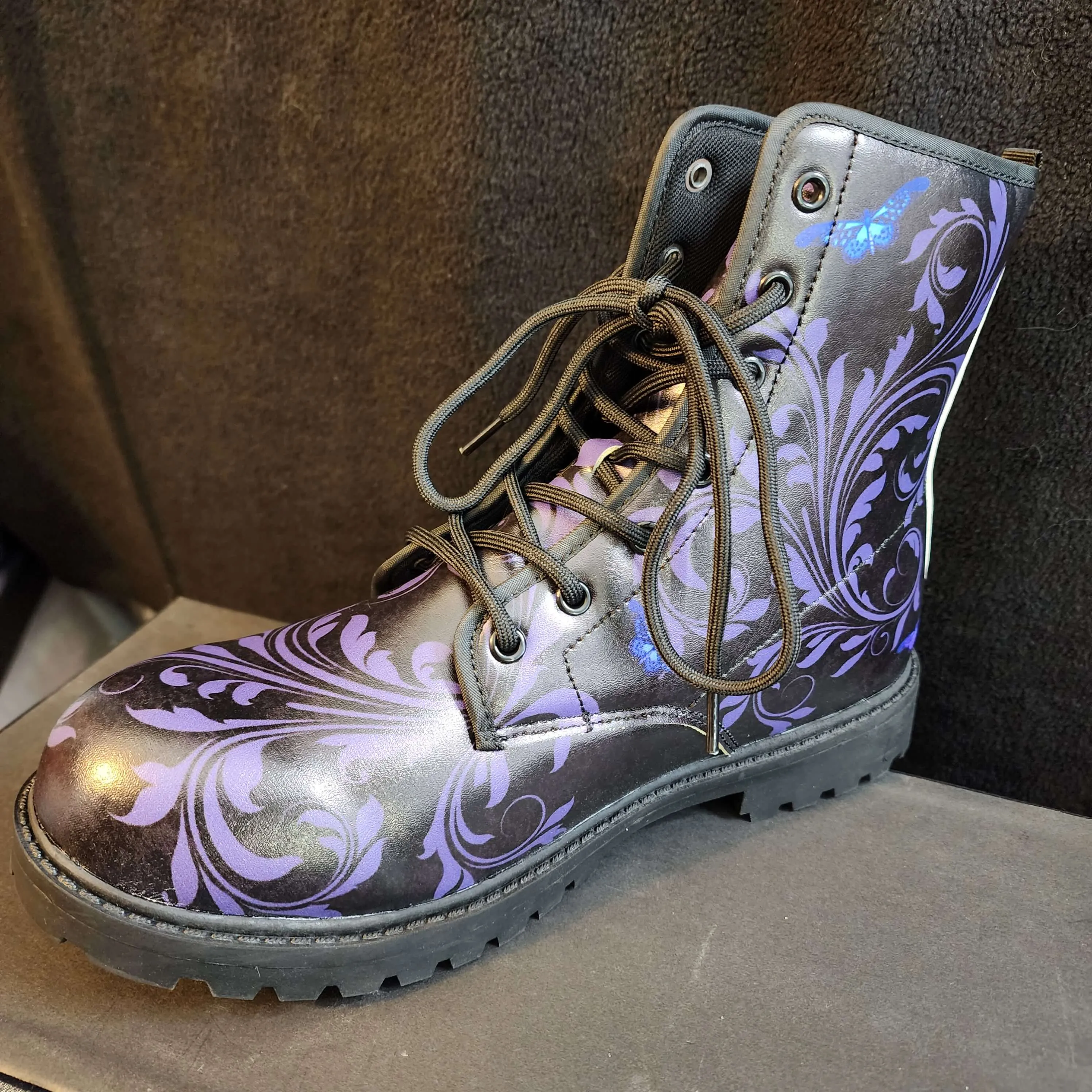 Purple Owl Boots Combat Style (Size EU41 / Women's 10 / Men's Size 7