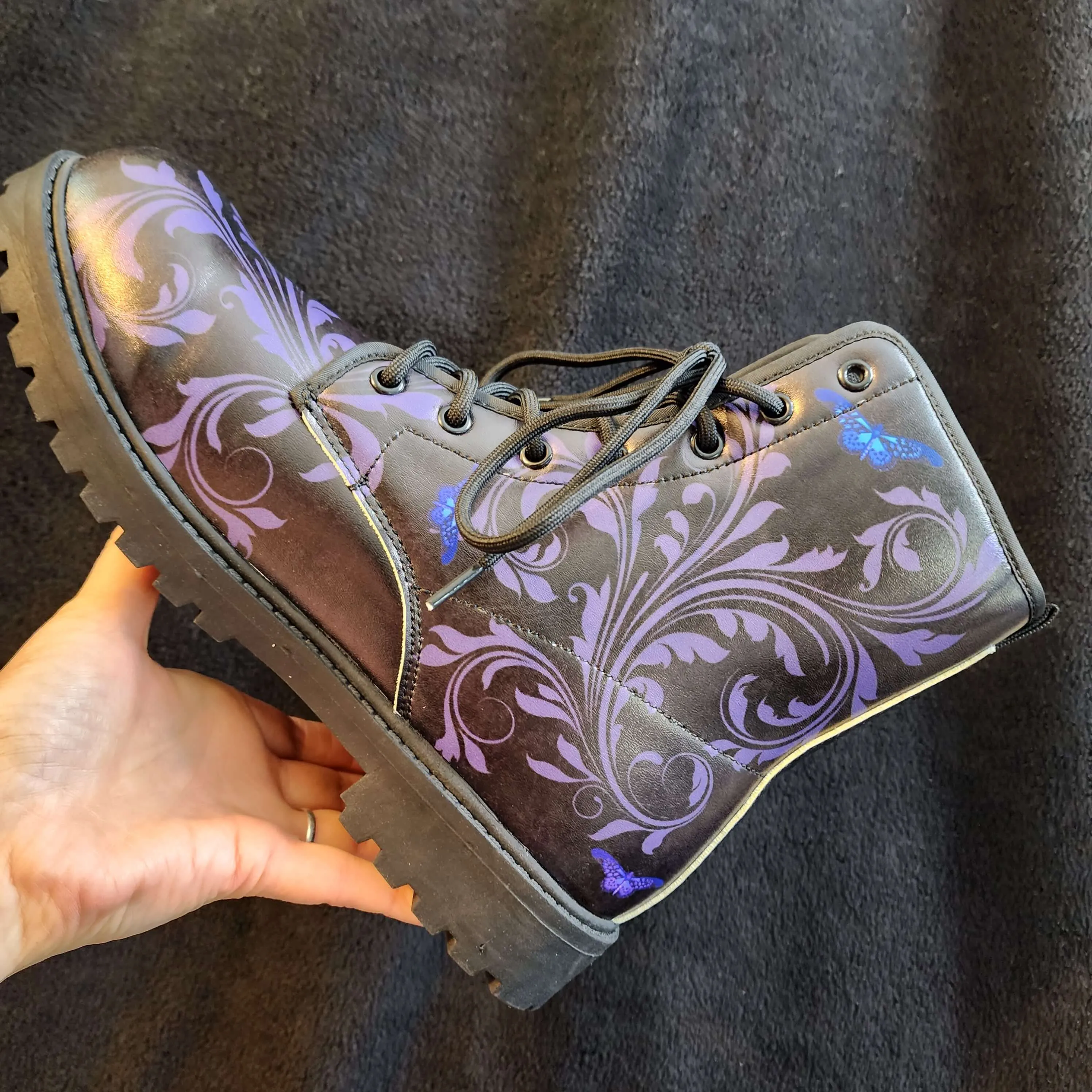 Purple Owl Boots Combat Style (Size EU41 / Women's 10 / Men's Size 7