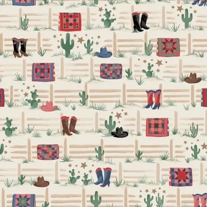 Quiltin' Cowgirls Cream - (1)