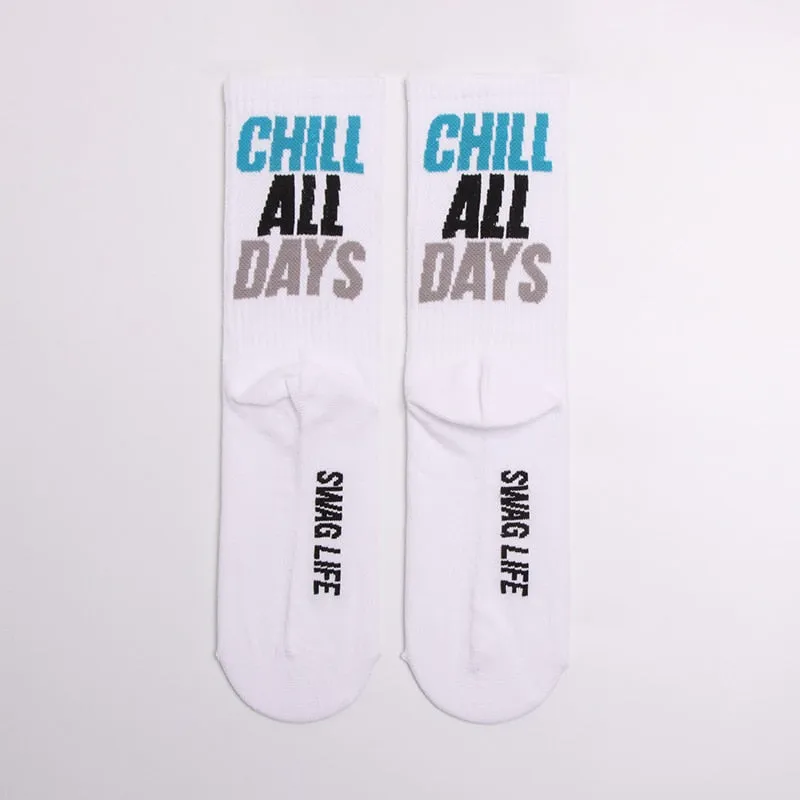 "CHILL ALL DAYS" Chaussettes Montantes Streetwear - URB1™