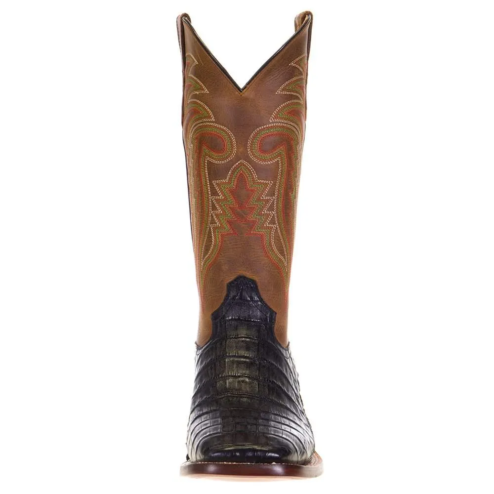 R. Watson Black Caiman Tail & Tan Boots RW3000-2