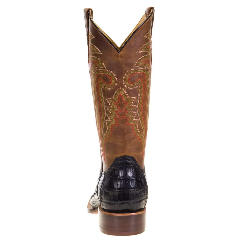 R. Watson Black Caiman Tail & Tan Boots RW3000-2