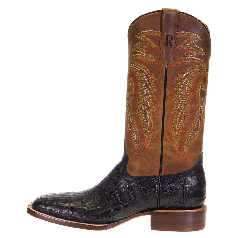 R. Watson Black Caiman Tail & Tan Boots RW3000-2
