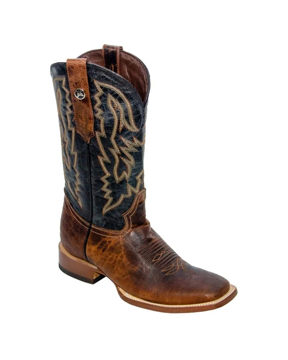 RANCHO SEMENTAL MEN’S Shoulder Marble Honey Western Boots Whit Black Top