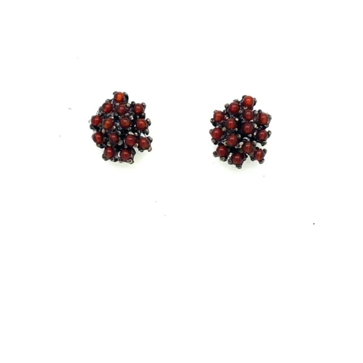 Rebel Antique Brass and Carnelian Semi Precious Beads Cluster Earrings