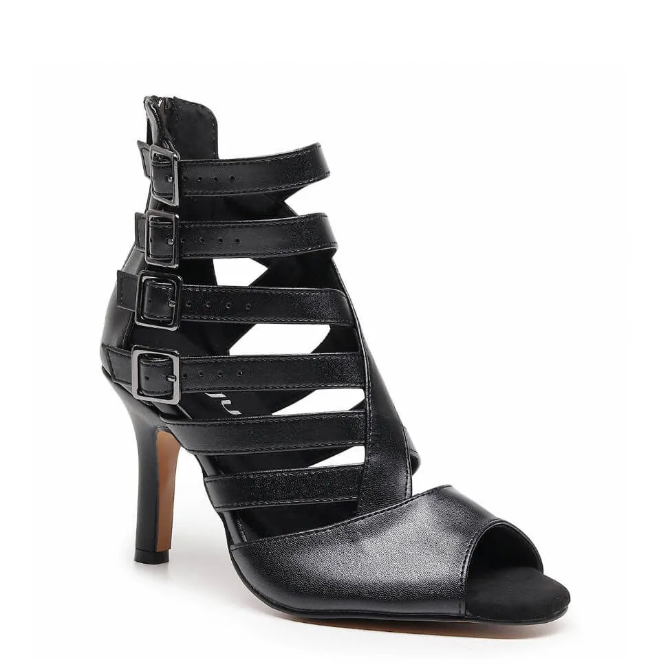 Rene Wide Fit - Black Vegan Leather   - Street Sole