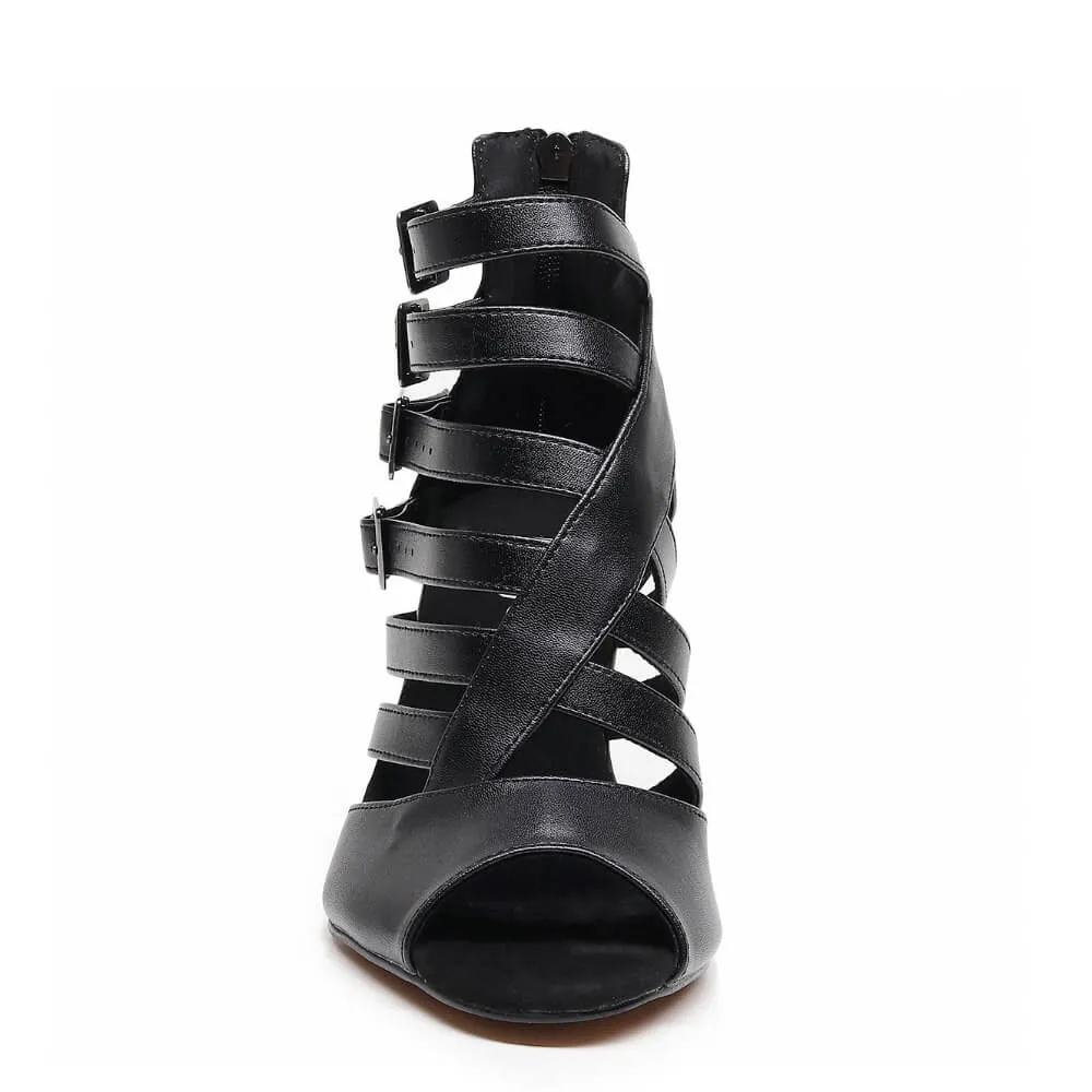 Rene Wide Fit - Black Vegan Leather   - Street Sole