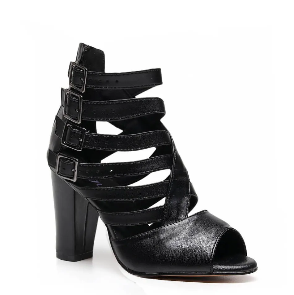 Rene Wide Fit - Black Vegan Leather   - Street Sole