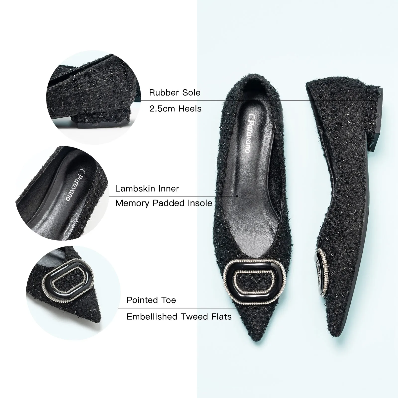 Round buckle Tweed Flats (Aida)