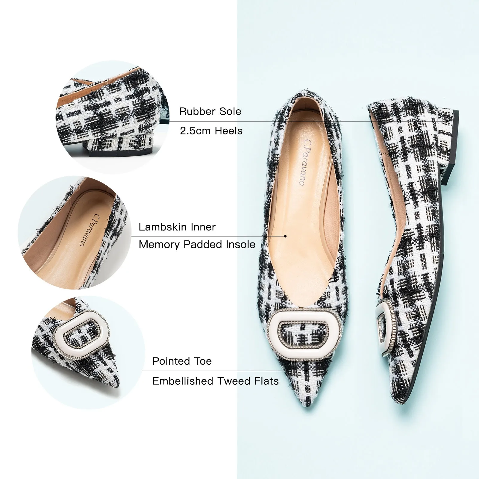 Round buckle Tweed Flats (Aida)