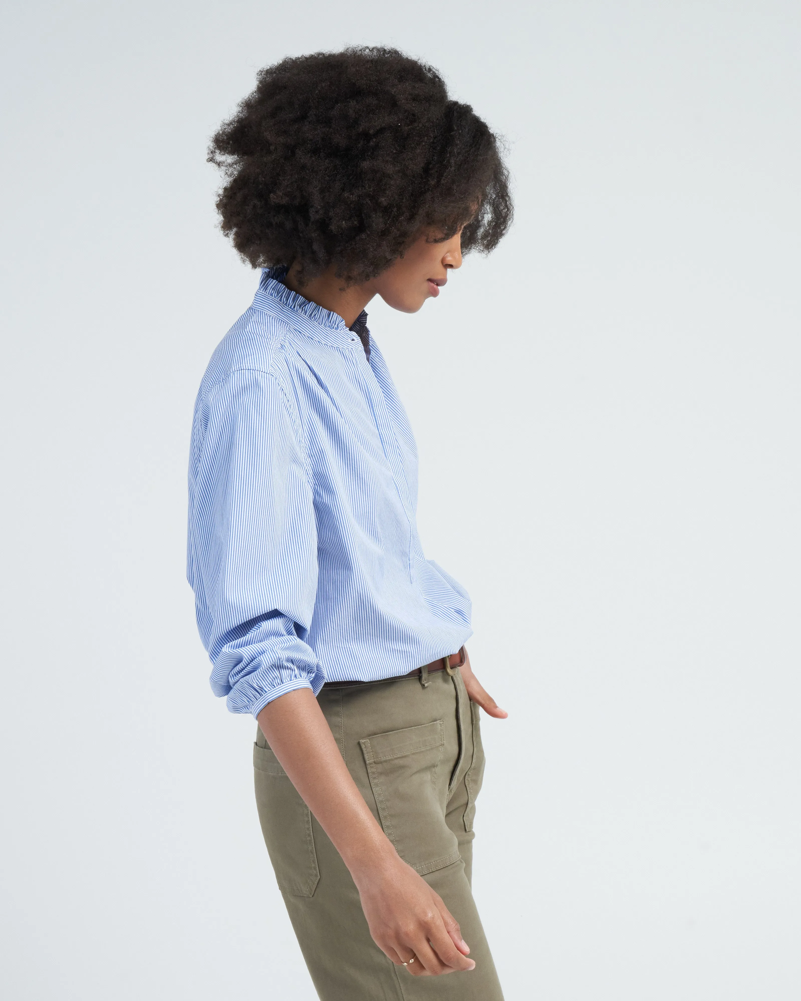 sara b henley shirt - blue/white stripe