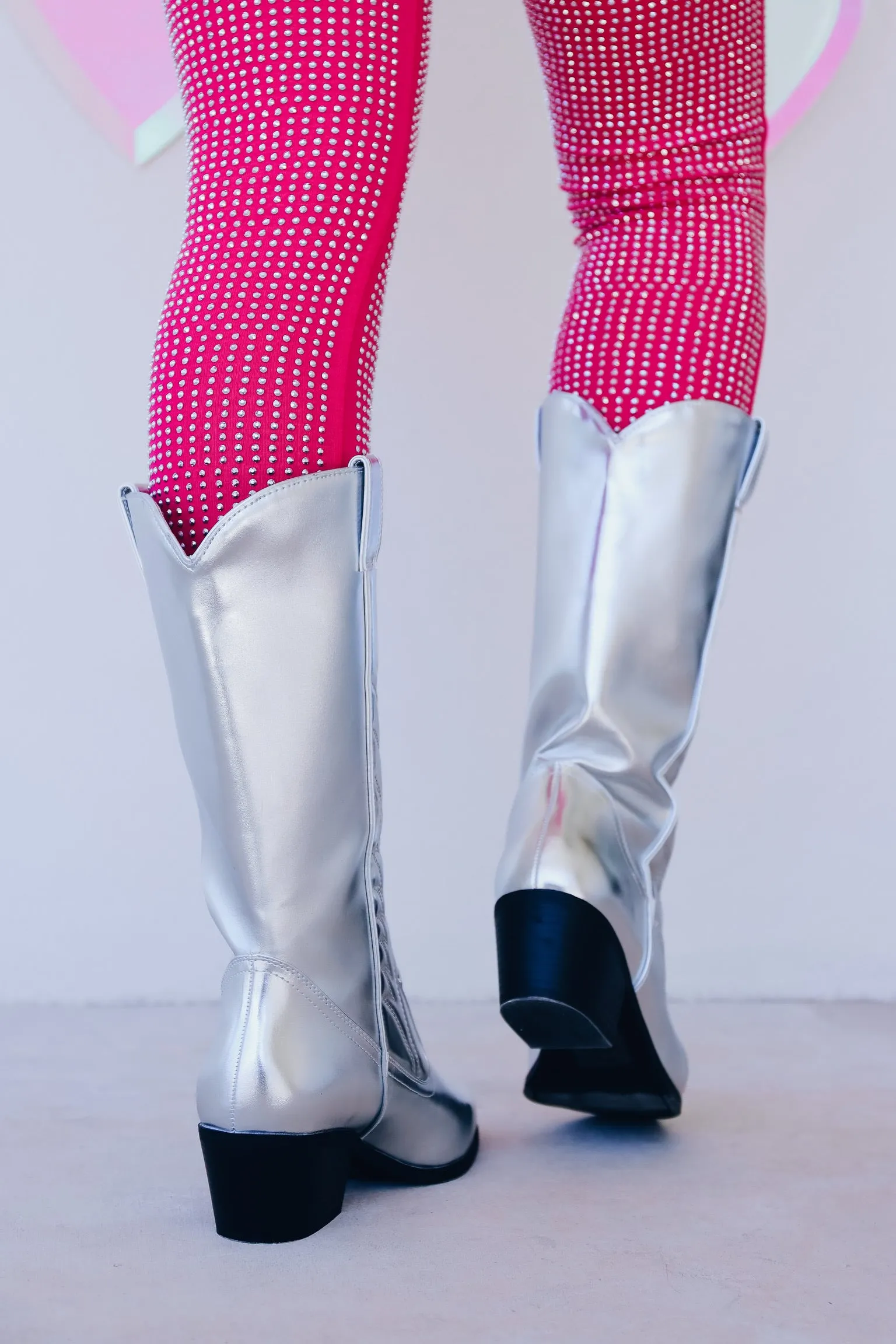 Sedan Western Metallic Boots - Silver