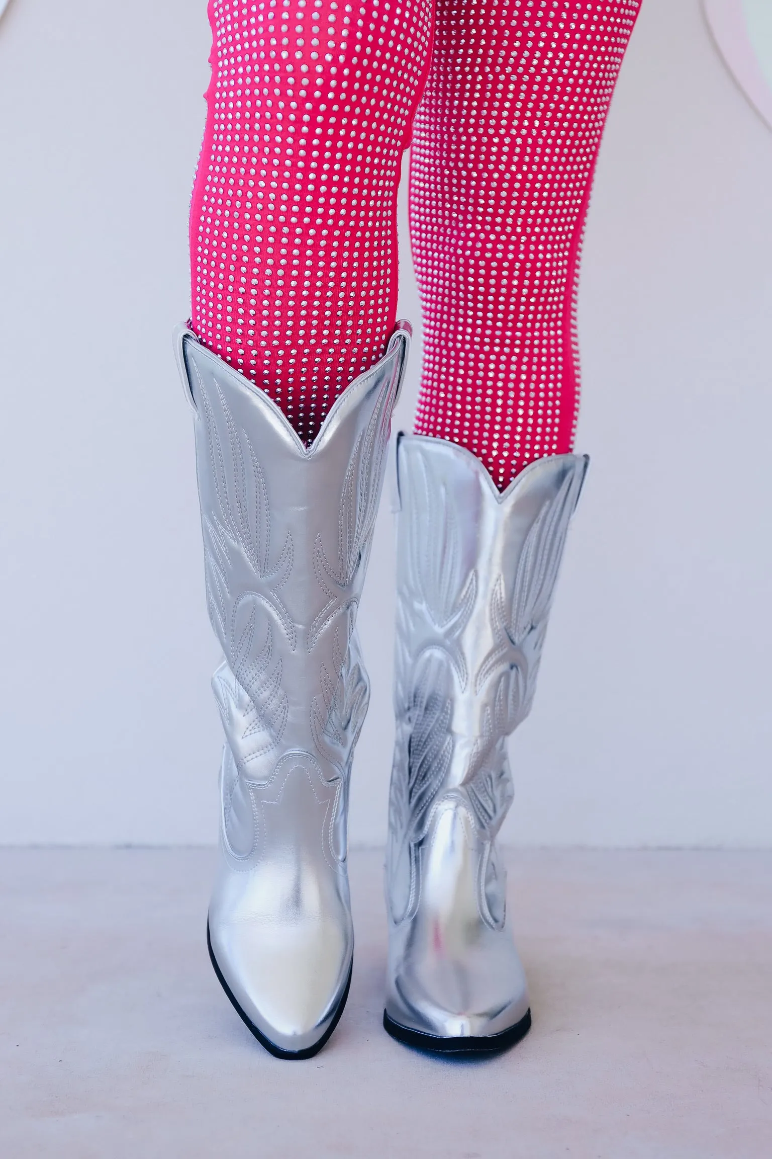 Sedan Western Metallic Boots - Silver