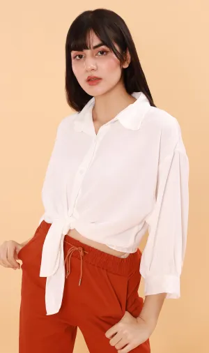 SIENA Oversized Tie-Waist Polo (White)