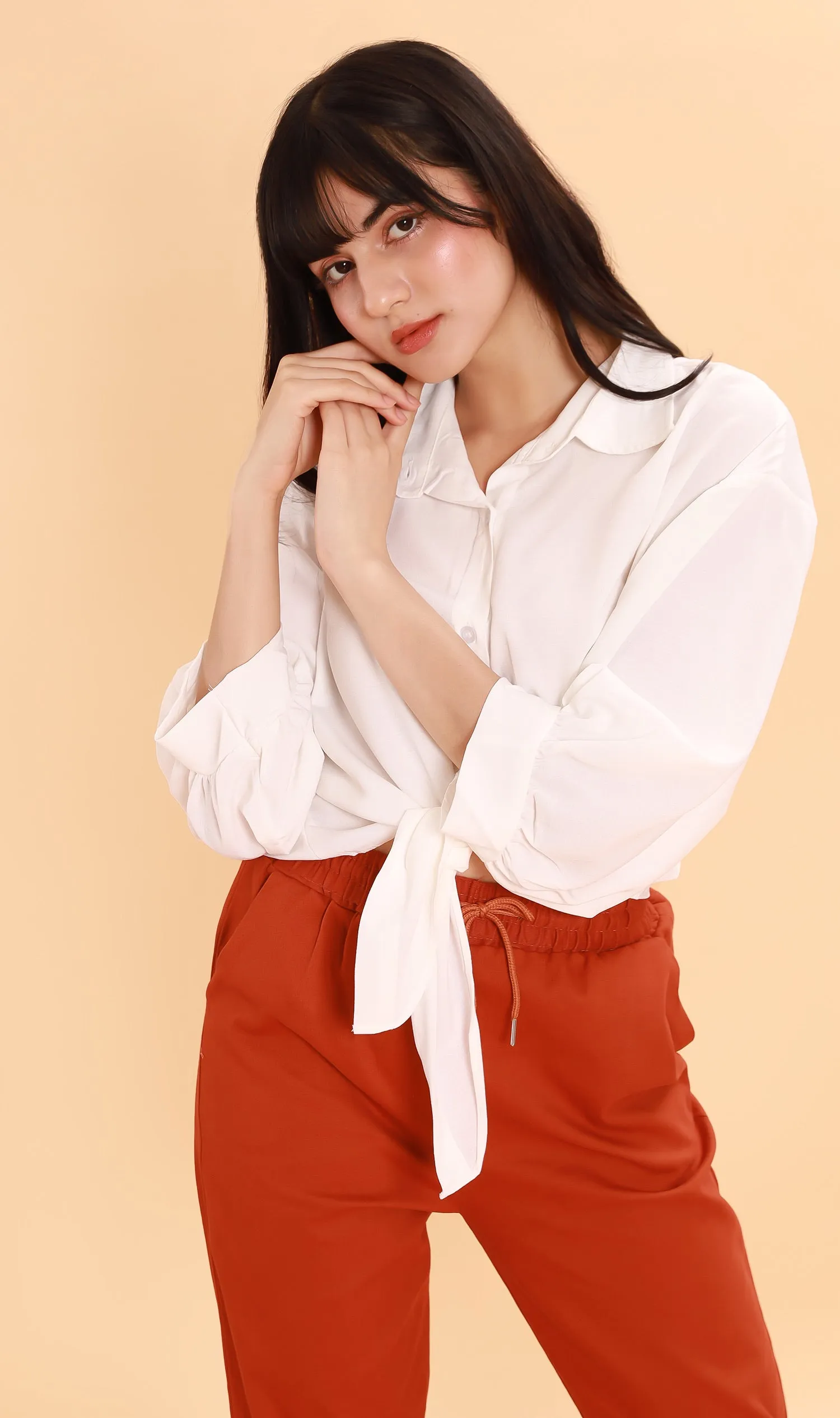 SIENA Oversized Tie-Waist Polo (White)