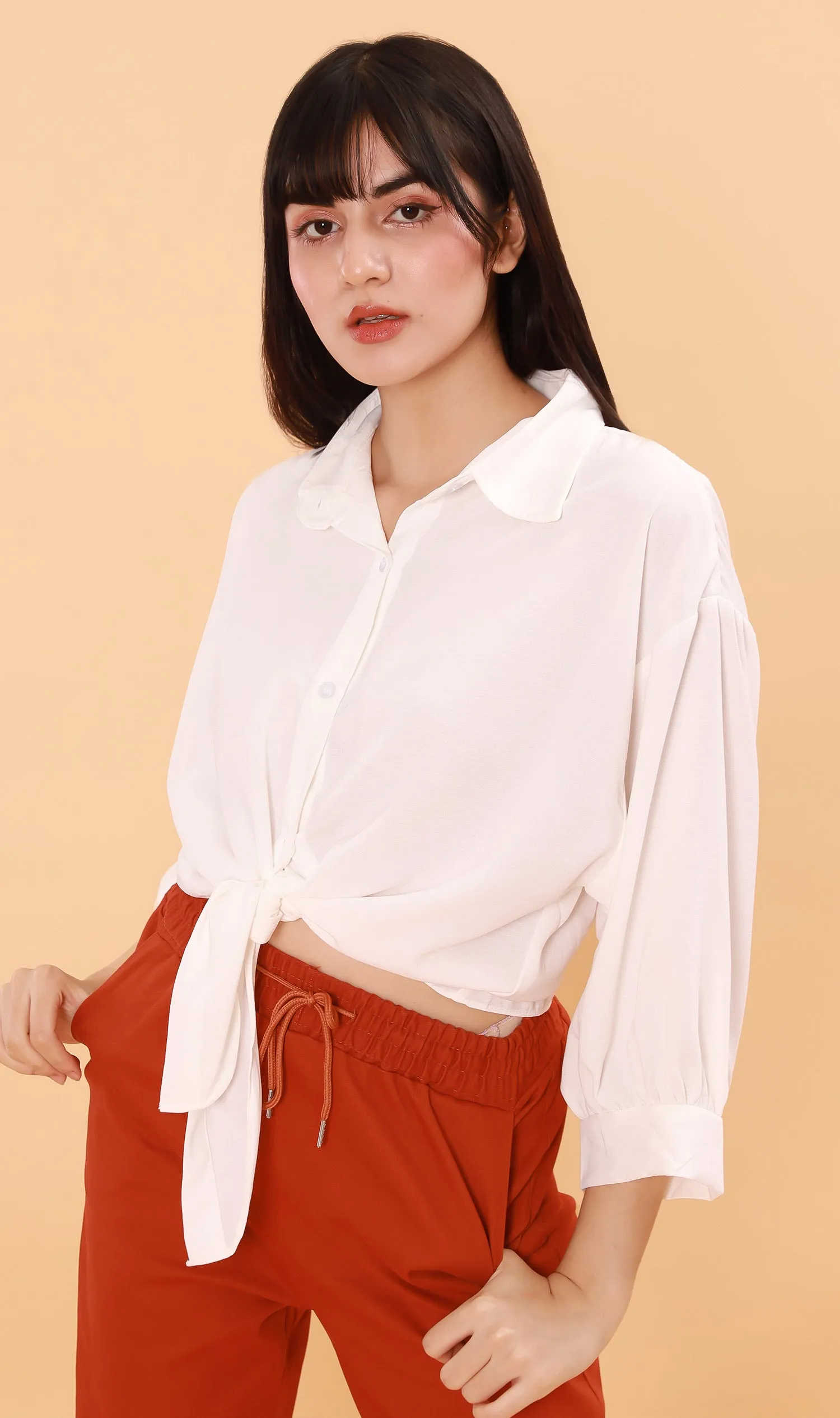 SIENA Oversized Tie-Waist Polo (White)