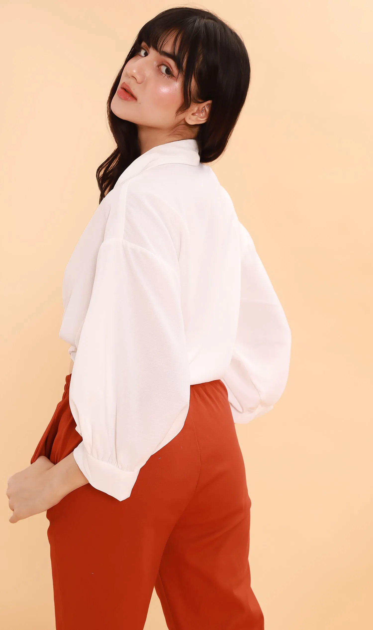 SIENA Oversized Tie-Waist Polo (White)