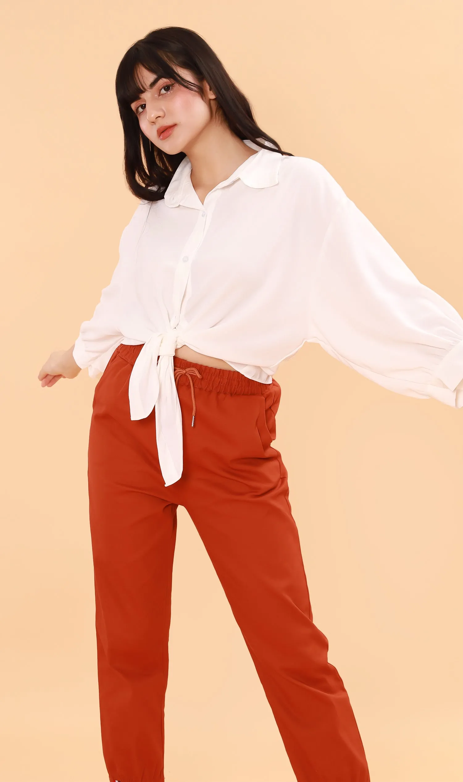 SIENA Oversized Tie-Waist Polo (White)