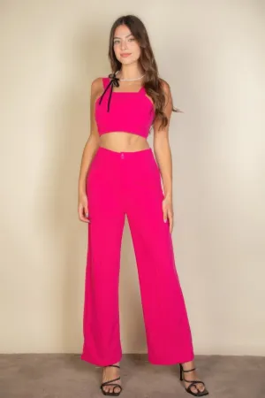 Solid Tank Top & Wide Leg Pants