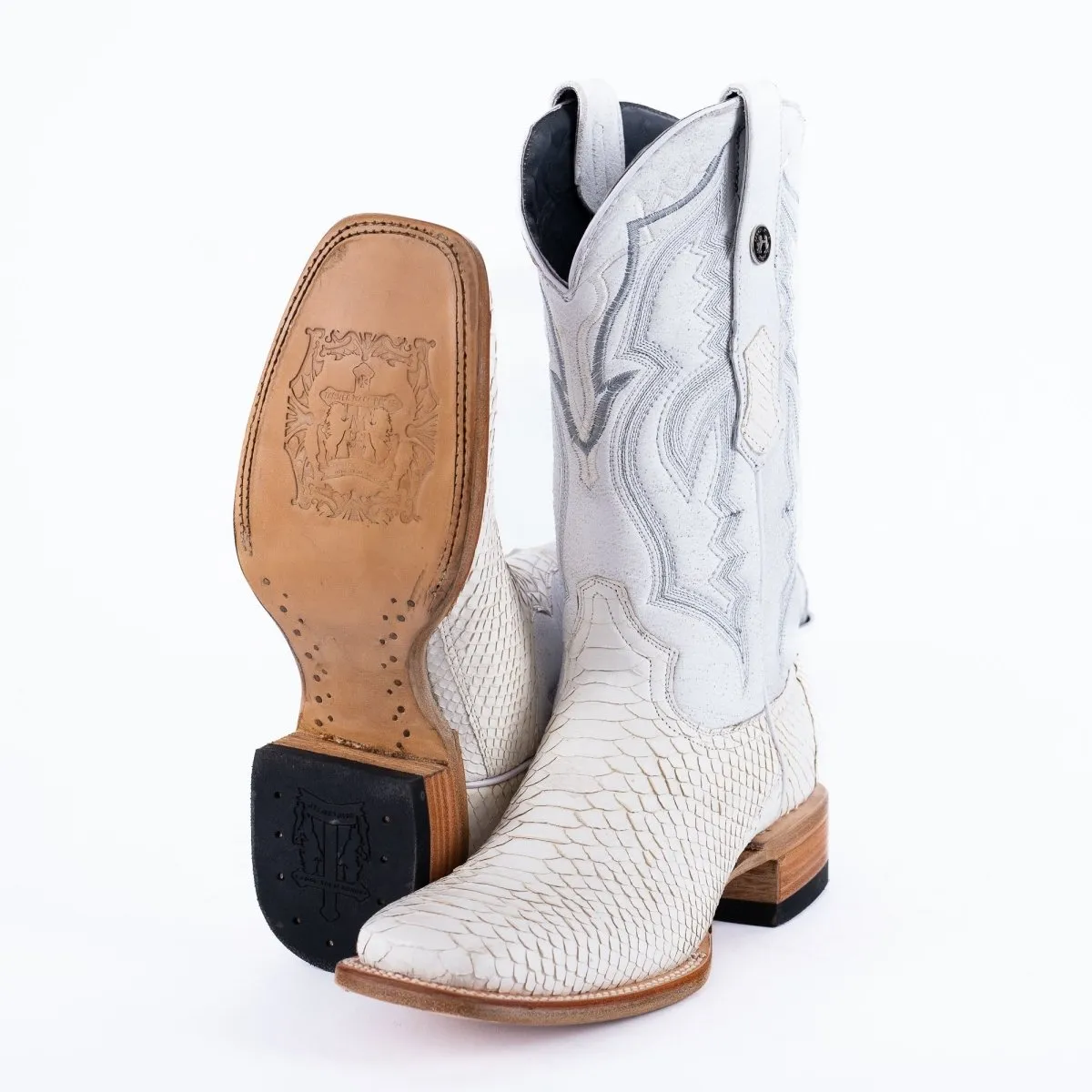 TANNER MARK MEN'S EXOTIC LEATHER Python White Cowboy Boots